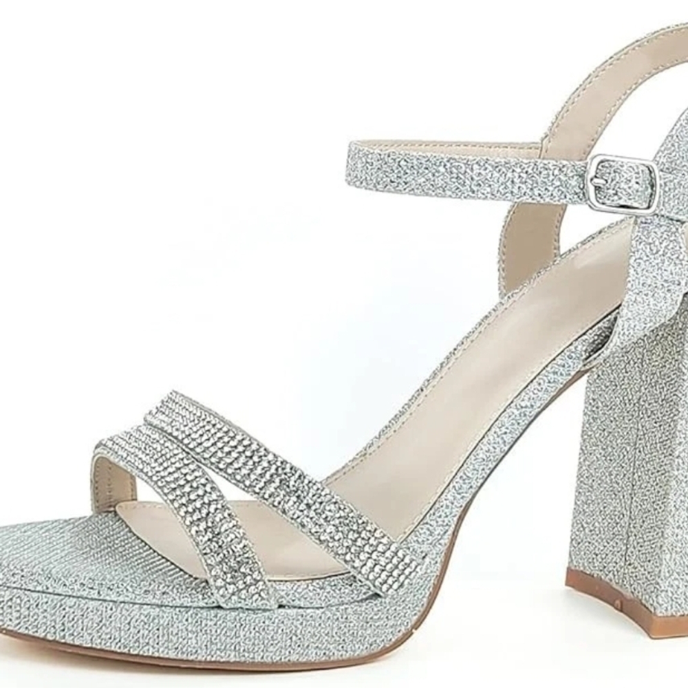 Elegant Silver Strappy Heels